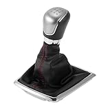 TUCKBOLD 5 Speed Manual Gear Shifter Knob with Cover for Ford Focus 2 MK2 | Gearbox Stick Shifter Lever Knob Black Silver Tone Plastic Faux Leather 1 Pcs