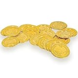 Gold Plastic Treasure Coins - Pack of 30 - Shiny Pirate Coins for Parties, Games, and Gifts