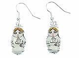 Matryoshka Earrings Miniblings Babuschka Russian Doll Porcelain Ceramic White