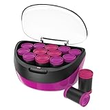 Remington Heated Hair Rollers (Set of 12 velvet flocked rollers in 2 jumbo sizes (35mm & 40mm), Ceramic and Ionic Technology, Wax core, 12 pins and clips included, pink/black) H5670