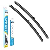 Mehr Wiper Blade Flat Front Kit Fits: Seat Leon 2.0 TFSI FR (2005-2013) -Pack of 2 (RH 26 inch & LH 26 inch)