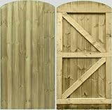 Wooden Featheredge Dome Garden Gate Pedestrian Gate Wooden Pressure Treated 6ft 180cm, (180cm High x 83cm Wide x 6cm Deep)