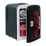 Coca Cola Coke Zero Mini Fridge For Bedrooms 4L Small 6 Can Table Top Quiet Mini Fridges For Skincare Office Food Drinks Kids Home Car & Travel 12V Portable Cooler Warmer Refrigerator Classic Black