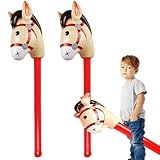 STIFFENERS 2 Pcs Inflatable Horse, 14.5 * 37 Inches Hobby Horses, Horse on a Stick Can be Used for Horse Racing Games, Hobby Horse for Boy and Girl Birthday Party Decorations Toys