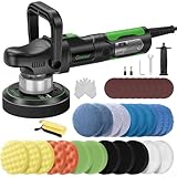 Ginour 1050W Dual Action Car Polisher for Car Detailing, 6 Variable Speeds 2000-6400 OPM, Car Buffer Polisher Machine with D &Side Handles,150mm/6in Disc