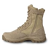 LUDEY Men's Breathable Military Boots Commando Outdoor Desert Tactical Boots Combat Boots Army Patrol Boots Security Police Shoes Leather with Zipper IDS 928 Beige 10.5 UK