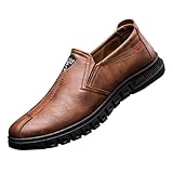 Generisch Men's Shoes Leather Casual Shoes Slip-On Safety Work Shoes Soft Comfortable Moccasins Casual Shoes Stylish and Beautiful Slip-On Shoes Work Business Shoes Men's Shoes Brown, brown, 10 UK