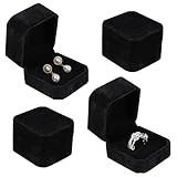 Lanjue 4 Pcs Velvet Ring Box, Black Earring Box Jewellery Gift Boxes Display Storage Boxes Organizer Case Holder for Women Engagement Wedding Presents Jewellery