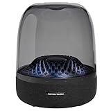 Harman Kardon Aura Studio 4, Bluetooth Speaker with Transparent Dome and Theme Light Game, Elegant Design and Extraordinary 360° Sound, Black, EU Plug (Type C)
