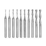 sourcing map 10pcs Ball Nose End Mills CNC Router Bits, 1/8" Shank 1.0-3.175mm Spiral Upcut 2 Flutes Solid Carbide Cutter Milling Tools for PCB Acrylic Plastic Wood Aluminum