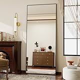 Koonmi 76x171 cm Mirror Full Length - Minimalist Modern Full Body Floor Length Mirror - Standing, Hanging, Leaning for Living Room, Black