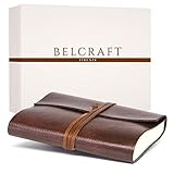 BELCRAFT Tivoli Refillable Recycled Leather Bound Journal, Made in Italy, Including Gift Box, A5 (15x21 cm) Brown