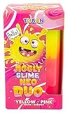TUBAN Jiggly Slime Neo Duo – Two Color Neon Slime For Stretching Squishing And Bubble Making Safe Sensory Toy For Kids Ages 6+ Made In Poland - Yellow-Pink 430 g