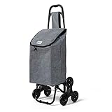 VOUNOT Folding Shopping Trolley on 6 Wheels, Stair Climbing Shopping Cart, Grocery Trolley, Oxford Grey