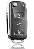 FINTERRY Car Key Fob Shell Compatible with Volkswagen Golf Polo Tiguan Passat Skoda Octavia Superb Seat Leon Ibiza – Replacement Remote Flip Key Case 3-Button