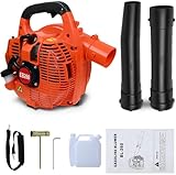 26cc Petrol Leaf Blower, Handheld Leaves Blowing Dust Snow with Adjustable Shoulder Strap for Patio Cleaning, Lawn Care, Leaves Garden - Orange