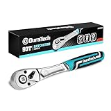 DURATECH Ratchet Handle, 3/8" Square Drive, Reversible Ratchet 90-Teeth, Made of Chrome Vanadium Steel, Small Actuation Angle 4° for Tight Installation Spaces