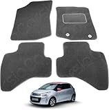 Carsio Carpet Car Mats For Citroen C1 2014+ onwards 4 Piece Set Tailored Fit Floor Mat Complete Accessory Black Custom Fitted - All Weather, Anti-Slip Backing & Black Trim