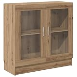 vidaXL book cabinet/bookshelf/bookcase - artisan oak - engineered wood with glass doors - 82.5x30.5x115 cm - versatile for living room/office/bedroom - ample storage for books/decor