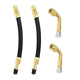 90 Degree Universal Tire Valve Extension Set - 4 Pcs With Rubber Adaptor and Caps for Bikes, Cars, Truck