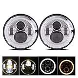 Front Headlight For VW For Beetle Classic For Santana PS10 2004 7'' LED DRL Headlight 45w 4x4 7inch Round Halo Headlights 7" LED Headlamp With/no Amber Turn Signal Headlamp(2 Piece halo chrome)