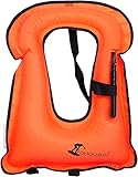 FORWEWAY Snorkel Vest Inflatable Buoyancy Vests for Portable Kayaking Buoyancy Vest for Drift Rescue,Rowing,Sailing,Snorkeling,Swimming,Outdoor Water (Orange)