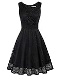 GRACE KARIN 1950s A-line Banquet Dress Summer Sleeveless V-Neck A-line Party Prom Dress XL Lace Black