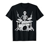 Skeleton Playing Drums Funny Halloween Drummer Gifts Men Boy T-Shirt