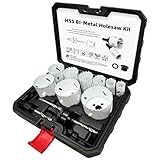 Greywolf 15 pcs Bi-Metal Hole Saw Set, M42 8% Cobalt HSS Hole Saw Kit with 3/4"-2-1/2" (19-64mm) 9 pcs Hole Saw Blades, Box with Arbor, Drill Bit, Hex Key, for Metal, Wood, Plastic