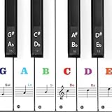 2 Pack Piano Keyboard Stickers for 37/49/54/61/88 White and Black Keys, Electronic Piano Keyboard Stickers Transparent Removable Piano Note Stickers Keyboard Letters Stickers for Kids Beginners