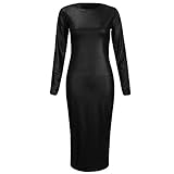 KIM KARDASHIAN CELEBRITY WET LOOK MIDI FITTED BODYCON DRESS SIZE 8-14 (S/M FITS 8-10, wet look black)