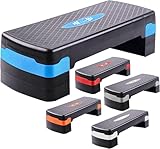 FK Sports Aerobic Exercise Stepper Adjustable Height 2-5 Step Levels 10 15 20 25 & 30 cm Suited for Cardio, Yoga, Workout Training Indoor Outdoor Fitness for Home & Gym (3 Levels Blue)