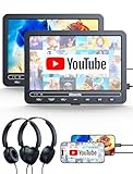 GOnavidio 10.1" Dual Portable DVD Players for Car with HDMI Input, 5 Hours Battery, Dual Car DVD Players Support USB/TF Card, Play Same/Different Movies, Region Free (2 x Player) (black)