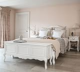 Juliette White King Bed with Wooden Headboard | 5ft French Style Bed Frame | Luxury Bedroom Furniture