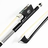 Carbon Fiber Violin Bow 3/4 Size VINGOBOW 100V Advanced Level 69cm Three Quarters Parisian Eyes Ebony Frog Real Mongolian White Horse Hair Warm Clear Tone Straight Smooth Screw Great Flexibility