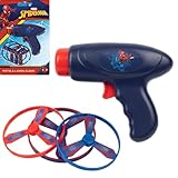 Marvel Spider-Man Propeller Gun Toy for Kids | Spiderman Flying 3 Disc Launcher | Safe Indoor Outdoor Play Toy | Marvel Superhero for Boys & Girls Ages 3+