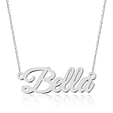 UMAGICBOX Personalized Silver Name Necklace Bella - Customizable Engraved Stainless Steel Pendant for Women - Unique Gift for Birthdays, Anniversaries, Graduations, and Valentine's Day