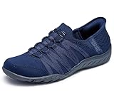 Skechers Women's Breathe Easy-Roll with Me Sneaker, Navy Ripstop/Knit, 5.5 UK