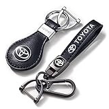 meisuH 2 Packs Car Keychain Keyring for Toyota Corolla Avalon Camry Prius Allion RAV4 Highlander,Leather Car Keychain,Women/Men's Key Chains for Vehicles,Auto Keyring Lanyard for Key Fob Holder