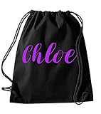Daytripper Chloe Personalised Gym Bag School PE Kit In Black Colour Purple Print Birthdays Gymnastics Swimming Christmas