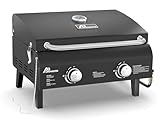 Black Portable Gas Grill, Dual 10,000 BTU Burners, 275 Sq.In Cooking Space, Push-to-Start Ignition, Wind-Proof Lid with Built-in Thermometer, Perfect for Camping Tailgates & Backyard BBQ Cookouts