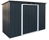 Duramax ECO 8 x 4 (3.32 m2) Pent Roof Metal Storage Shed, Hot-Dipped Galvanized Metal Garden Shed, Tool Storage Shed, Strong Reinforced Roof Structure, Maintenance-Free Metal Shed, Anthracite