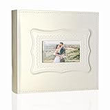 Holoary Photo Album 4x6, 200 Photos PU Leather Vintage Picture Album for Family Wedding Anniversary Baby Vacation (Pearl Color)