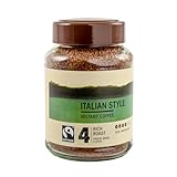 Italian Style Instant Coffee Granules in Jar, Rich Roast, Strength 4, Fairtrade, 200g