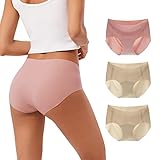 INNERSY Seamless Knickers for Women No Show Underwear Ladies Briefs Invisible Nylon Pants 3 Pack (10, 2 Beige/Pink)