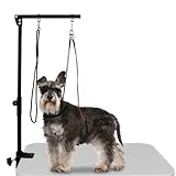 LEIBOU Foldable Pet Grooming Arm with Clamp, Dog Grooming Loop Noose &Two No Sit Haunch Holder for Medium & Small Pets 36” Height Adjustable (Single Arm)
