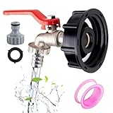 1/2" Brass IBC Tank Fittings, Leakproof Water Butt Tap with Hose Connector, Garden Tap and Outside Tap Kit for Rainwater Collection and Storage Use