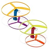 Battat – Flying Disc Toy – 2 Launchers & 4 Discs – Helicopter Playset – Outdoor Toys For Summer – 3+ Years– Skyrocopter, Yellow,orange,blue,green,red,purple