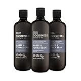 Baylis & Harding Goodness Men's Amber & Tonka Bean Natural Shower Gel, 500 ml (Pack Of 3) - Vegan Friendly