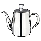 Café Olé Premium Coffee Pot, 18/10 Stainless Steel, Mirror Polished, 12oz, Stay Cool Hollow Handles, Perfect Pour Spout, PC-012, Silver